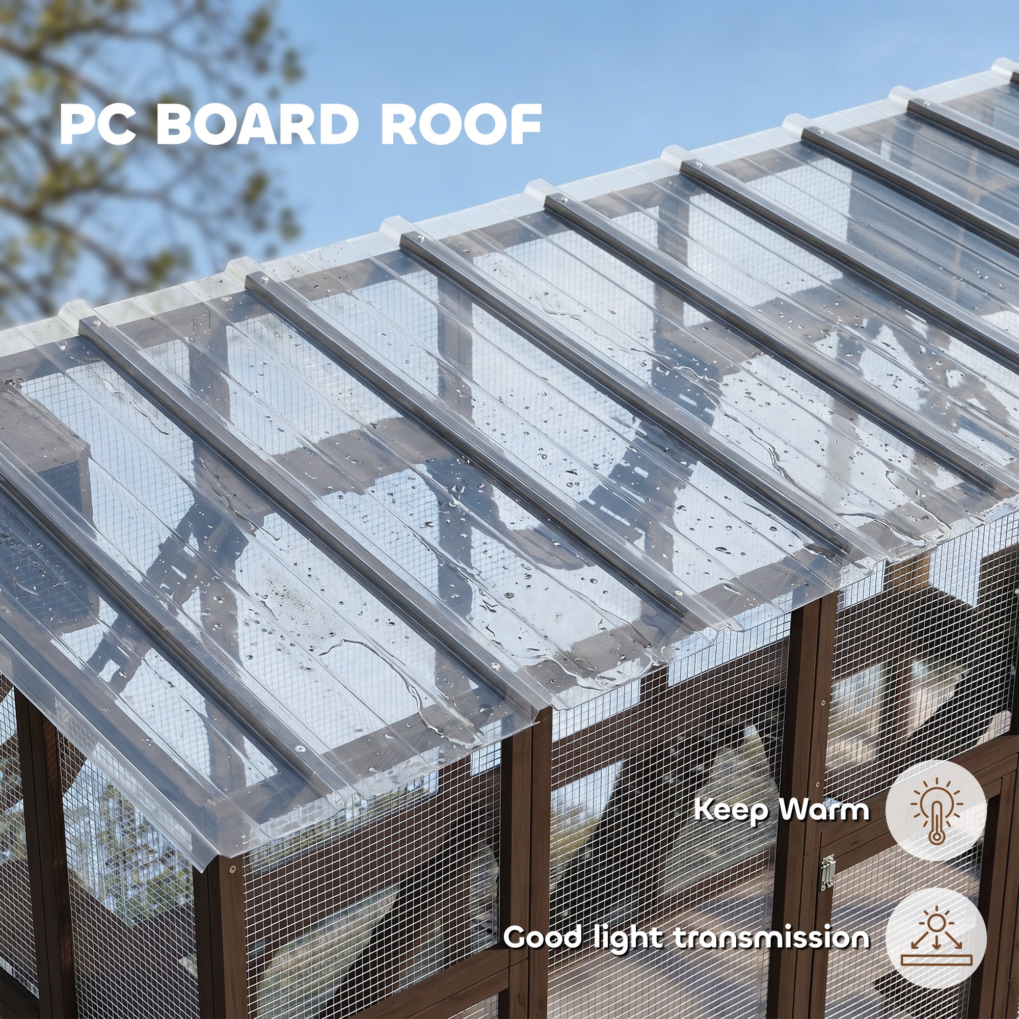 Catio Outdoor Cat Enclosure Window, Outdoor Cat House with Weather Protection Roof for 1-4 Kitties, Wooden Frame, Shelves & Bridges, 118" x 37.5" x 74", Coffee Brown