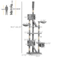 Load image into Gallery viewer,  Floor to Ceiling Cat Tree, 94.5-102.5 inch Adjustable Height Cat Climbing Tower with Scratching Posts, Condos, Hammocks, Tubes, Ladders, Platforms, Dangling Balls for Indoor Kittens, Light Gray
