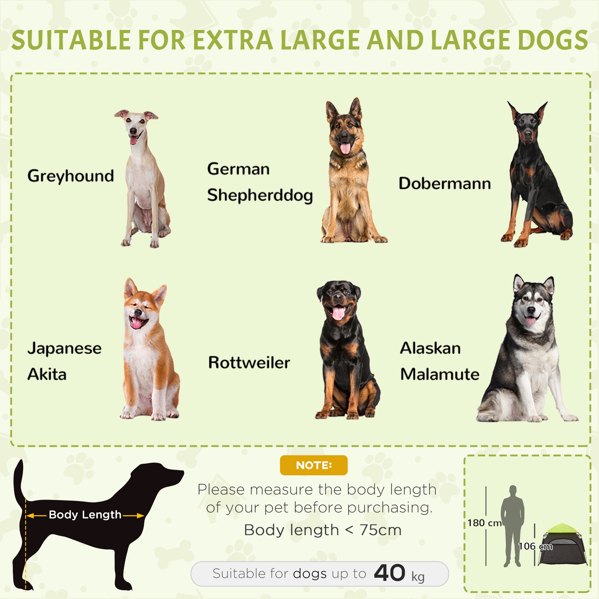Foldable Dog Cat Tent, Portable Pet Playpen with Water-Resistant Oxford Cloth, Carry Bag, Exercise Tent for Extra Large Dog, Cat, Indoor Outdoor Use, Green