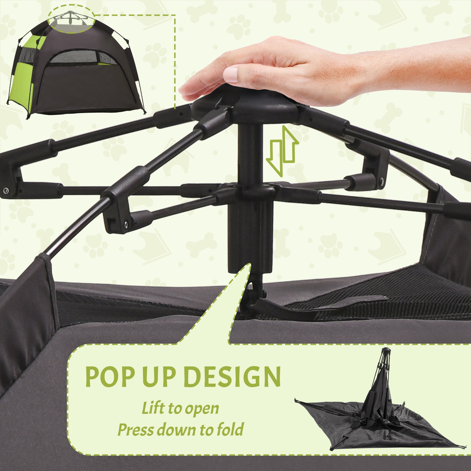 Foldable Dog Cat Tent, Portable Pet Playpen with Water-Resistant Oxford Cloth, Carry Bag, Exercise Tent for Extra Large Dog, Cat, Indoor Outdoor Use, Green