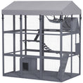 Load image into Gallery viewer, Large Cat House with Anti-Escape Floor, 81" H Wooden Catio Outdoor Cat Enclosure with Waterproof Cover, Walk in Door, Condo, Hammock, Ramp, Bridge, for 2-4 Cats
