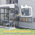 Load image into Gallery viewer, Large Cat House with Anti-Escape Floor, 81" H Wooden Catio Outdoor Cat Enclosure with Waterproof Cover, Walk in Door, Condo, Hammock, Ramp, Bridge, for 2-4 Cats
