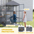 Load image into Gallery viewer, Large Cat House with Anti-Escape Floor, 81" H Wooden Catio Outdoor Cat Enclosure with Waterproof Cover, Walk in Door, Condo, Hammock, Ramp, Bridge, for 2-4 Cats
