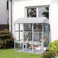 Load image into Gallery viewer, Large Cat House with Anti-Escape Floor, 81" H Wooden Catio Outdoor Cat Enclosure with Waterproof Cover, Walk in Door, Condo, Hammock, Ramp, Bridge, for 2-4 Cats
