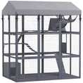 Load image into Gallery viewer, Large Cat House with Anti-Escape Floor, 81" H Wooden Catio Outdoor Cat Enclosure with Waterproof Cover, Walk in Door, Condo, Hammock, Ramp, Bridge, for 2-4 Cats
