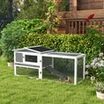 Load image into Gallery viewer, PawHut Rabbit Hutch 2-Story Bunny Cage, Guinea Pig Cage, Small Animal House with Slide Out Tray, for Indoor Outdoor, 61.5" x 23" x 27", Light Gray
