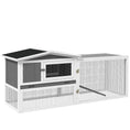 Load image into Gallery viewer, 61'' L 2-Story Rabbit Hutch Bunny Cage Small Animal House with Pull Out Tray, Detachable Run, Ramp, for Indoor Outdoor, Light Grey
