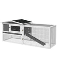 Load image into Gallery viewer, 61'' L 2-Story Rabbit Hutch Bunny Cage Small Animal House with Pull Out Tray, Detachable Run, Ramp, for Indoor Outdoor, Light Grey
