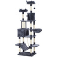 Load image into Gallery viewer, Cat Tree, 206cm Cat Tower with Sisal Scratching Posts and Board, Beds, Condos, Platforms, Hammocks, Toy Balls & Rope, Anti-Tip Kit, Kitten Activity Centre for Indoor, Dark Grey
