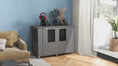 Load and play video in Gallery viewer, X Large Dog Crate Furniture with Lockable Magnetic Doors and Adjustable Foot Pads, Gray
