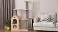 Load and play video in Gallery viewer, 53" Cat Tree with Scratching Posts, Wheel & Double-Layer Cushioned House, Natural
