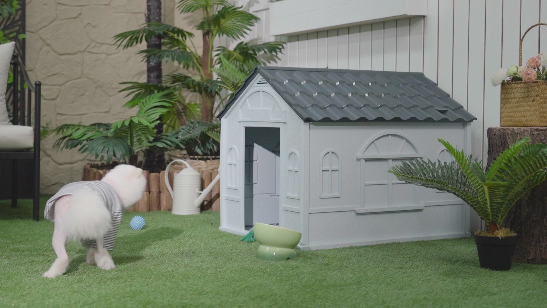 26" Cottage Dog House with Easy Clean & Ventilation Grey