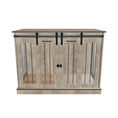 Load 3D model into Gallery viewer, Rustic Dual Dog Crate Table with Divider & Storage 88.5 x 120 x 60cm Oak

