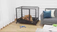 Load and play video in Gallery viewer, 43" Heavy Duty Dog Crate with Removable Tray, Lockable Wheels & Double Door, Black
