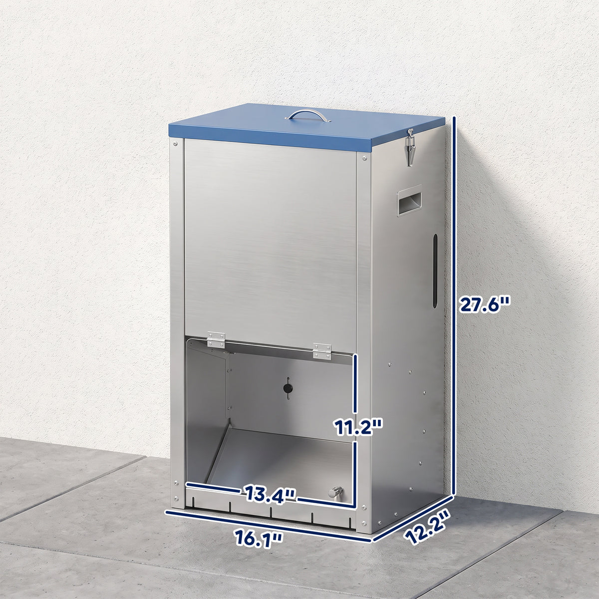 50lbs Automatic Dog Feeder, Galvanized Gravity Pet Feeder with Lockable Clear Door, Indoor and Outdoor Use, Wall Mountable, Portable Handles, Auto Dog Food Dispenser for Large Breeds
