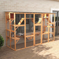 Load image into Gallery viewer, Catio, Large Outdoor Cat Enclosure with Cat Condos, Platforms, Ladders, Doors, Weather-Resistant Roof, Wooden Cat Cage for 1-4 Cats, Orange
