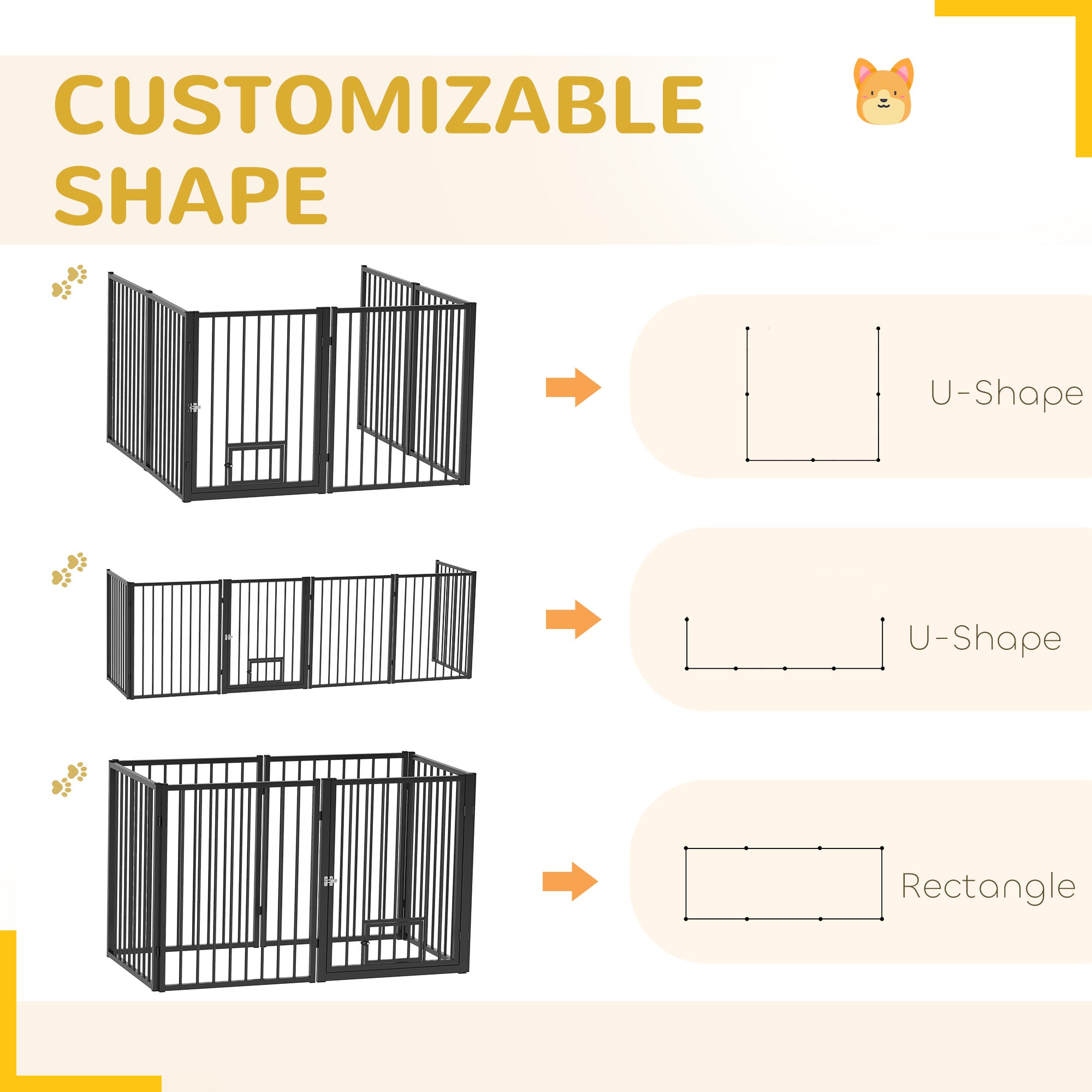 Dog Playpen, 30"H Pet Playpen, 6 Panels Puppy Exercise Pen Heavy Duty with Dog Gate & Cat Door, Indoor Outdoor Foldable Portable Dog Fence for Small & Medium Dogs