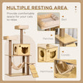 Load image into Gallery viewer, Wooden Cat Tree for Indoor Cats Climbing Tower for Large Cats with 5 Scratching Posts Hammock Toy Ball 130cm
