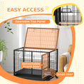 Load image into Gallery viewer, 36" Heavy Duty Dog Crate with Bowl Holder, Dog Cage on Wheels with Removable Tray, Openable Top, Detachable Door, Indoor Outdoor Use, for Medium and Large Dogs - Black

