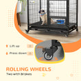 Load image into Gallery viewer, 36" Heavy Duty Dog Crate with Bowl Holder, Dog Cage on Wheels with Removable Tray, Openable Top, Detachable Door, Indoor Outdoor Use, for Medium and Large Dogs - Black
