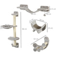 Load image into Gallery viewer, 4 Piece Cat Shelves, Cat Wall Furniture with Hammock, Scratching Posts, Soft Ladder, Steps, Jump Platforms, Cat Wall Shelves for Indoor Cats - Grey
