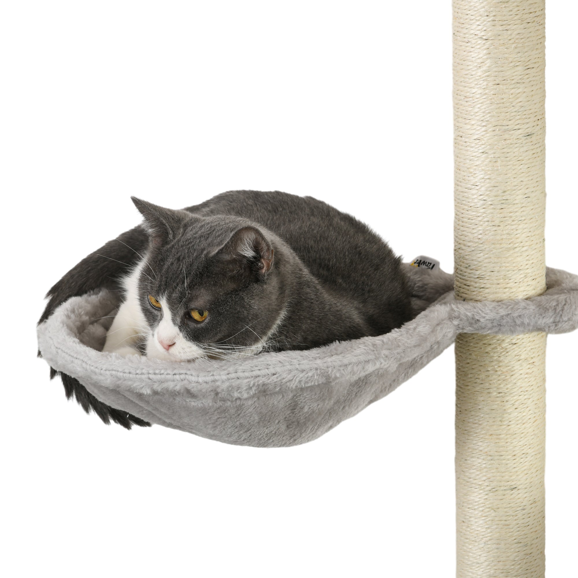 4Pcs Cat Wall Shelf with Scratching Post, Cat Wall Shelves for Relaxing, Climbing, Cat Wall With Soft Ladder, Hammock, Play Balls, Grey
