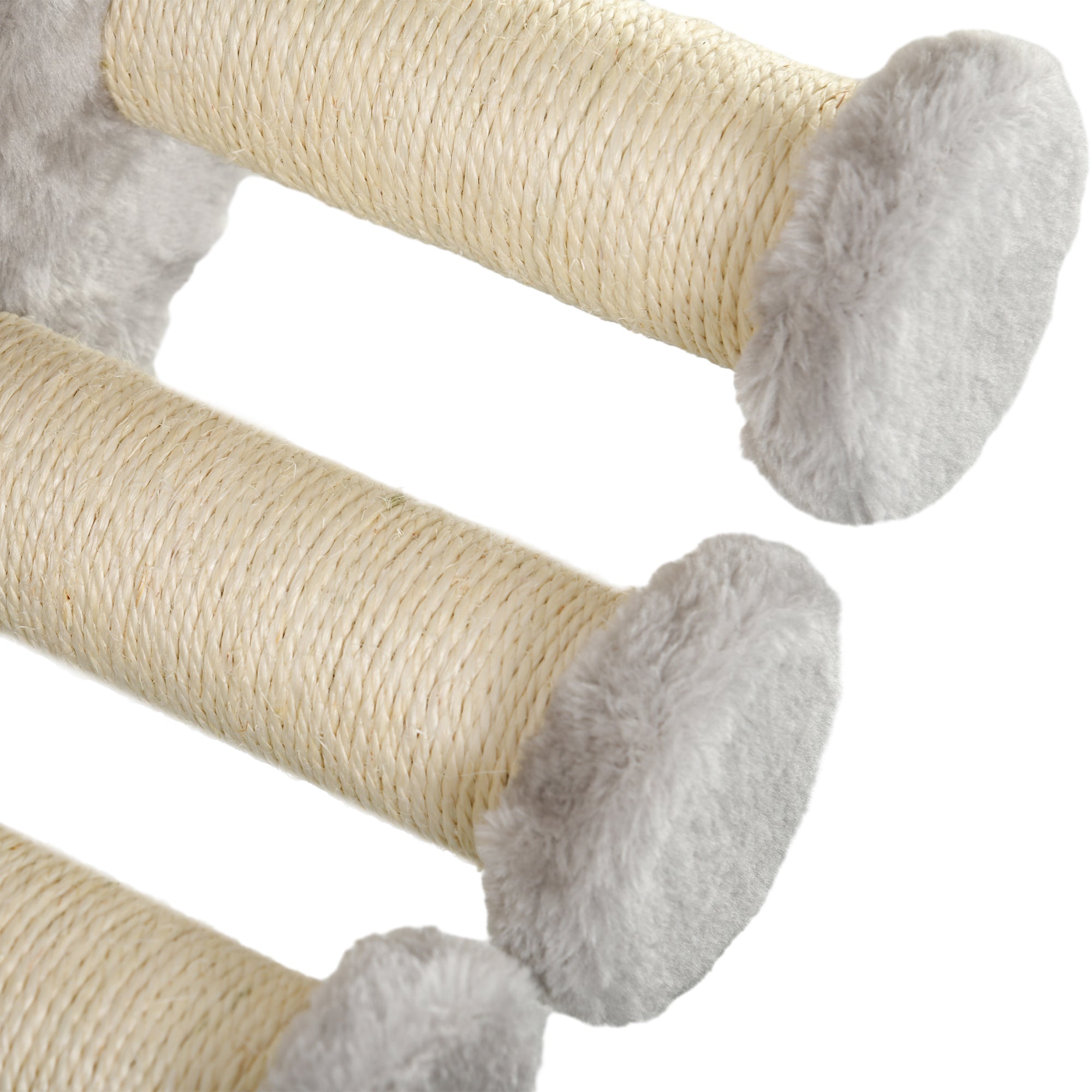 4Pcs Cat Wall Shelf with Scratching Post, Cat Wall Shelves for Relaxing, Climbing, Cat Wall With Soft Ladder, Hammock, Play Balls, Grey