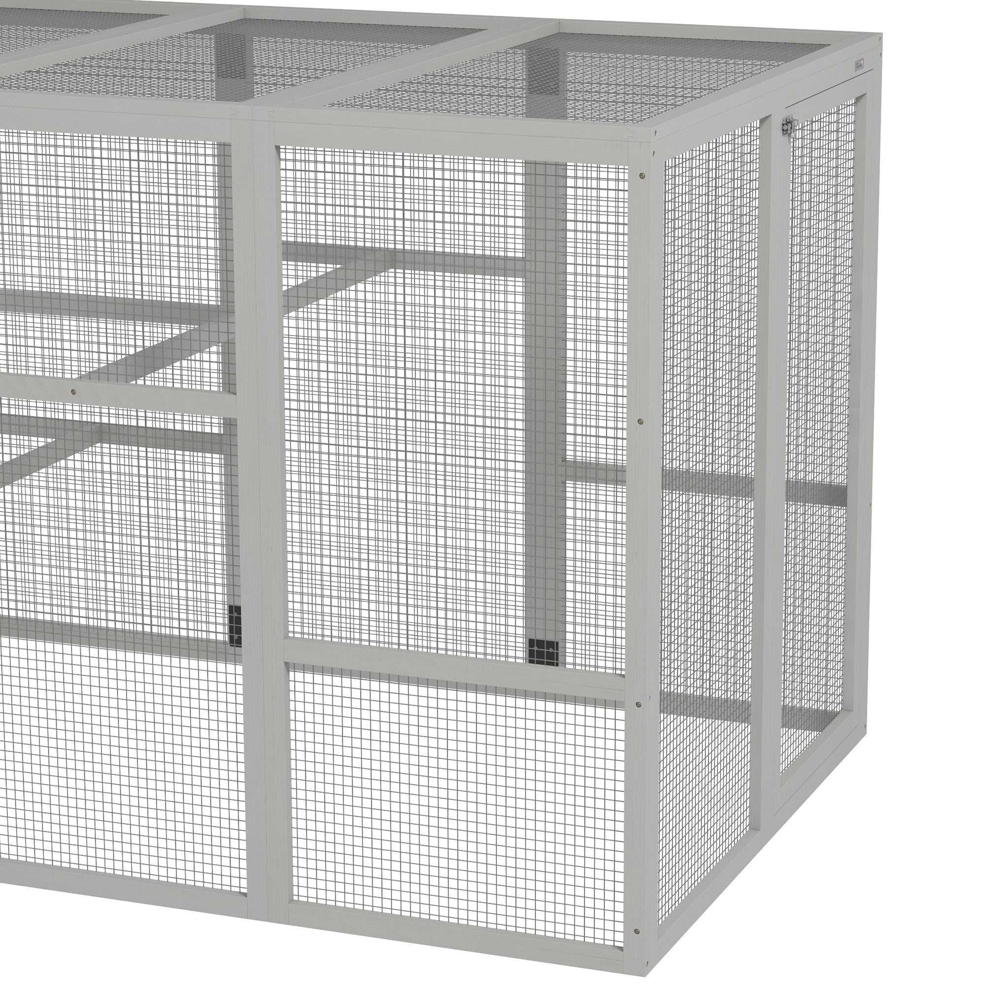 Outdoor Wooden Chicken Coop with Run, Ramps, Perches, Storage, Backyard Hen House with Combinable Design for 6 - 10 Chickens, 142" x 48" x 61", Grey