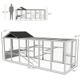 Load image into Gallery viewer, Wooden Chicken Coop Run for 6-10 Chickens, Hen House, Poultry Cage Add-On with Storage, Perches, 141.75" x 48" x 61", Gray
