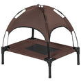 Load image into Gallery viewer, Raised Dog Bed Waterproof Elevated Pet Cot with Breathable Mesh UV Protection Canopy Brown, for Small Dogs, 61 x 46 x 62cm
