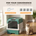 Load image into Gallery viewer, Cat Litter Box with Lid, Hooded Cat Litter Box with Pull-Out Drawer Tray, Scoop, Front Entry & Top Exit, 4 Deodorization Bags, Easy to Clean, Teal
