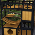 Load image into Gallery viewer, Outdoor Cat House Wooden Cat Shelter, 4 Tier with Suspension Bridge, Balcony, Escape Doors Water-Resistant Roof, for 1-2 Cats
