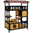 Load image into Gallery viewer, Outdoor Cat House Wooden Cat Shelter, 4 Tier with Suspension Bridge, Balcony, Escape Doors Water-Resistant Roof, for 1-2 Cats
