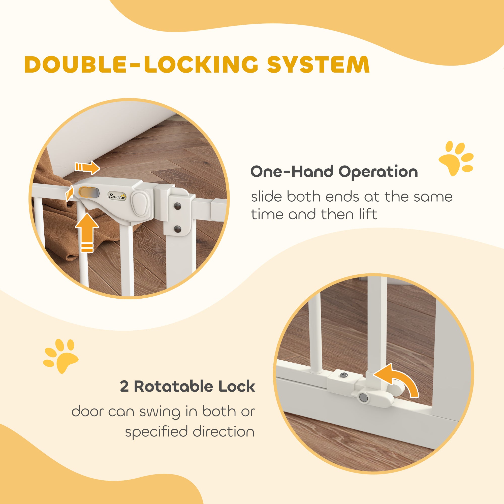 29"-39" Wide Pet Gate with Door Dog Gate and Barrier Indoor for Stairs, 30 Inch Tall Pressure-Mounted Safety Gate, White