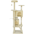 Charger l'image dans la visionneuse de la galerie, 63" Cat Tree, Cat Tower for Indoor Cats with Scratching Posts, Cat Condos, Bed, Platforms, Ramp, Toy Ball, Cat Activity Center, Cream White
