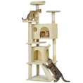 Charger l'image dans la visionneuse de la galerie, 63" Cat Tree, Cat Tower for Indoor Cats with Scratching Posts, Cat Condos, Bed, Platforms, Ramp, Toy Ball, Cat Activity Center, Cream White
