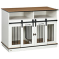 Load image into Gallery viewer, Dog Crate Furniture for Small and Large Dogs w/ Movable Divider, Dog Cage End Table with Shelves, Sliding Doors, 120 x 60 x 88.5cm, White
