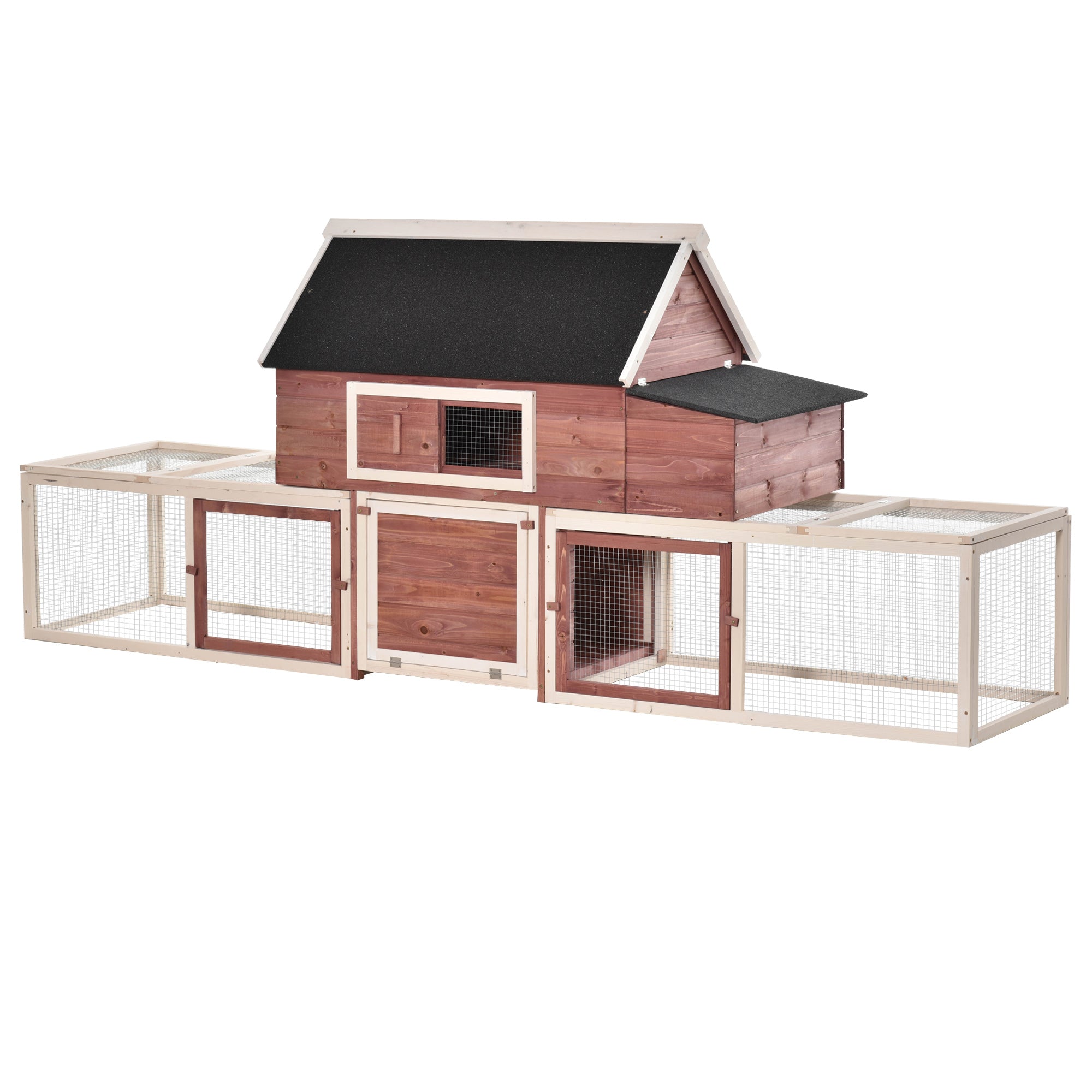 114" Chicken Coop Modern Living Hen House DIY 3 Shape Rabbit Hutch 2-tier Poultry Cage Pen Outdoor Backyard Customization Runs