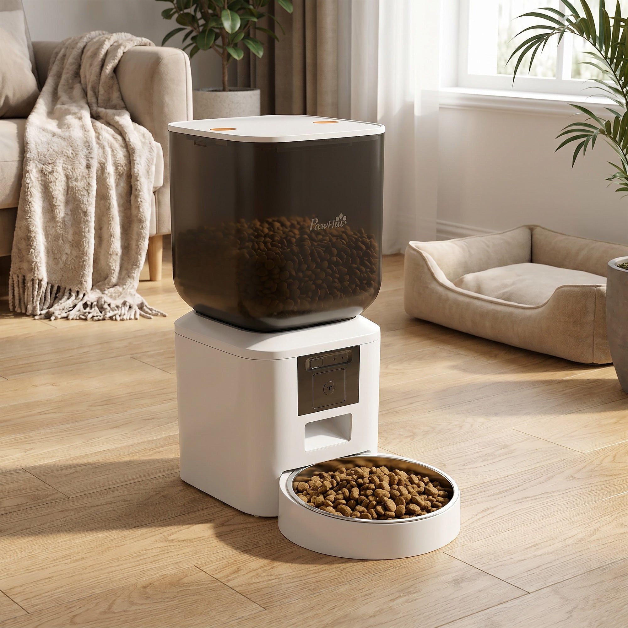 Automatic Cat Feeder with Camera, 2.4G WiFi, Smart APP Control 8L Extra Large Pet Feeder 1-10 Meals with 2-Way Audio, Night Vision, Anti-Clogging, 10s Meal Call Back, Dual Power Supply