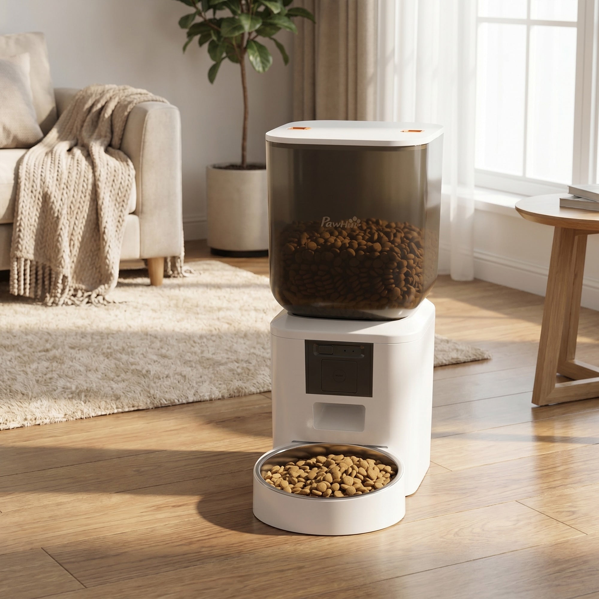 Automatic Cat Feeder with Camera, 2.4G WiFi, Smart APP Control 8L Extra Large Pet Feeder 1-10 Meals with 2-Way Audio, Night Vision, Anti-Clogging, 10s Meal Call Back, Dual Power Supply