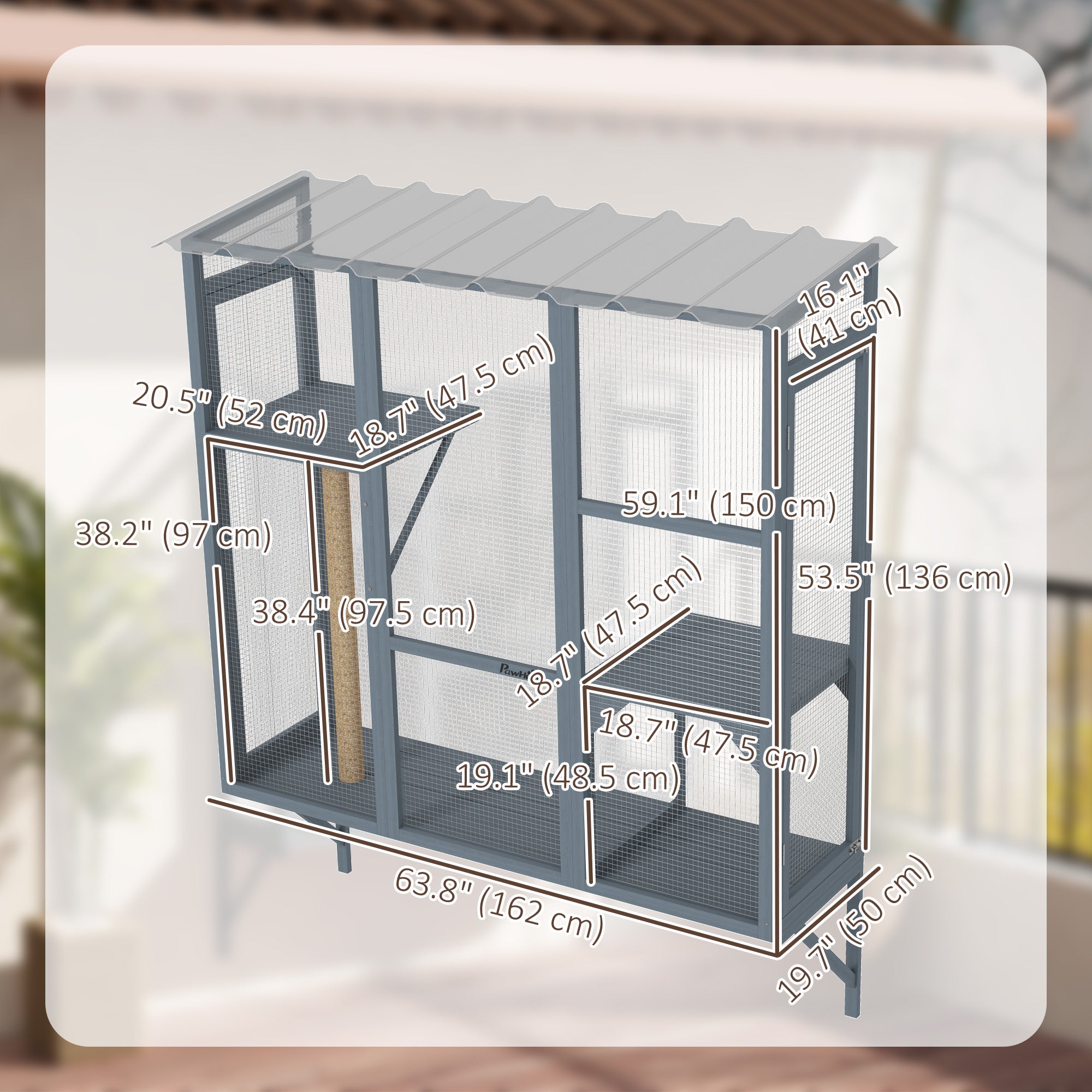 Catio Outdoor Cat Enclosure, Cat Window Box for 2-3 Cats with 2 Jumping Platforms & Scratching Post, Expendable Secure Window Perch House for Large Indoor Cats, Grey