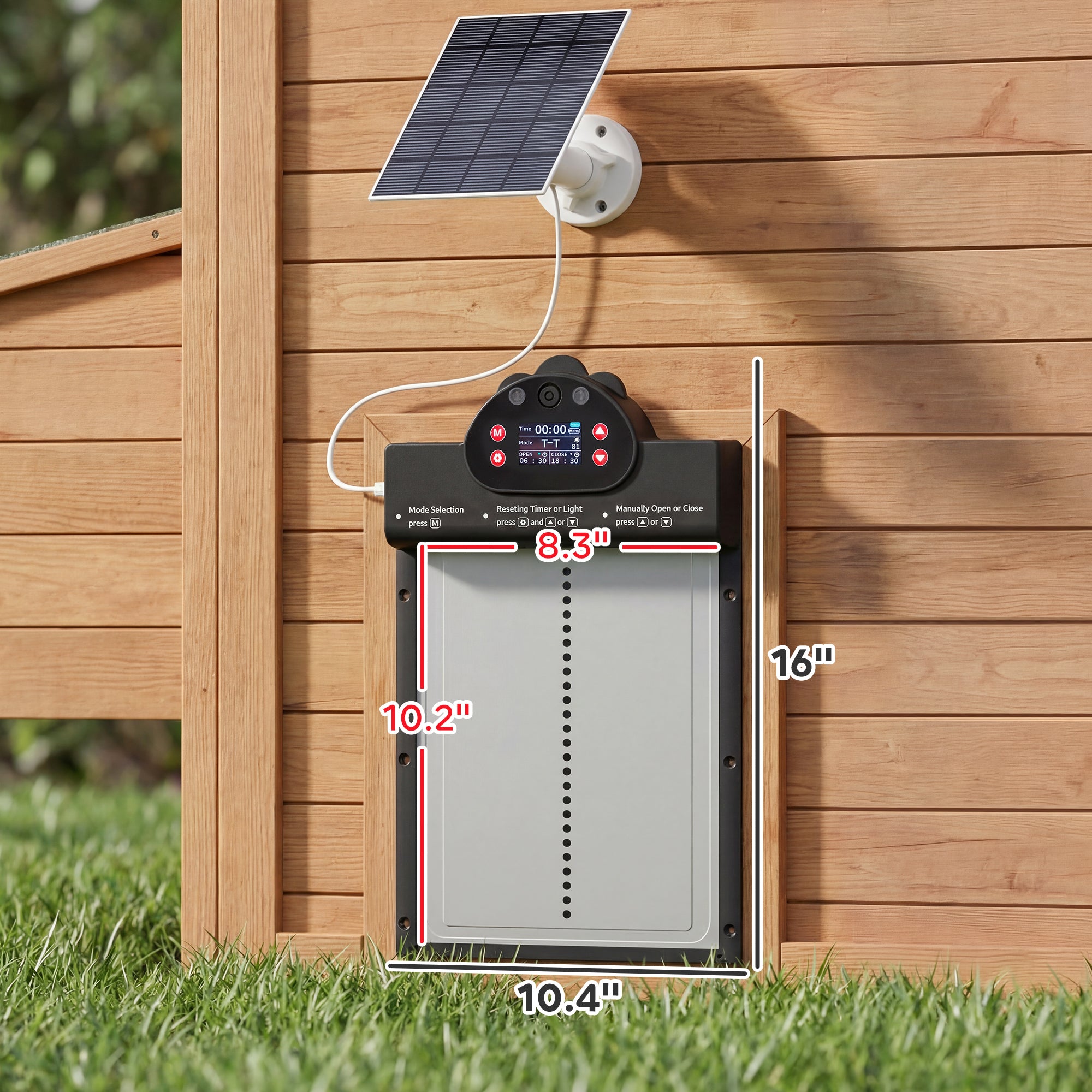 2K HD AI Camera Automatic Chicken Coop Door, WiFi Solar Powered Auto Chicken Coop Door Opener with Timer & Light Sensor, APP Remote Control, 5200 mAh Battery, Anti-Pinch & Alarm Driver Function