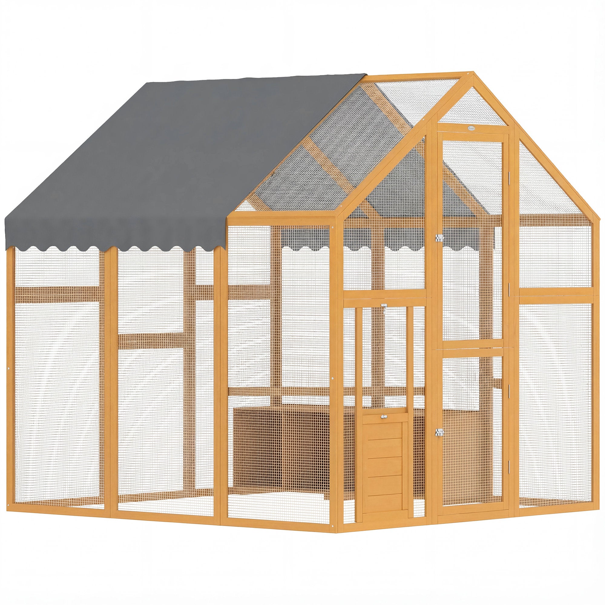 Large Wooden Chicken Coop for 6-8 Hens, Walk-in Chicken Run with Waterproof Cover, Nesting Boxes and Perches, Outdoor Poultry Cage Rabbit Hutch for Backyard, 66" x 72" x 72", Yellow