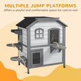 Load image into Gallery viewer,  2-story Cat House Outdoor, Weatherproof Wooden Cat Enclosure for Feral Cats with Escape Door, Openable Roof, Jumping Platforms, White
