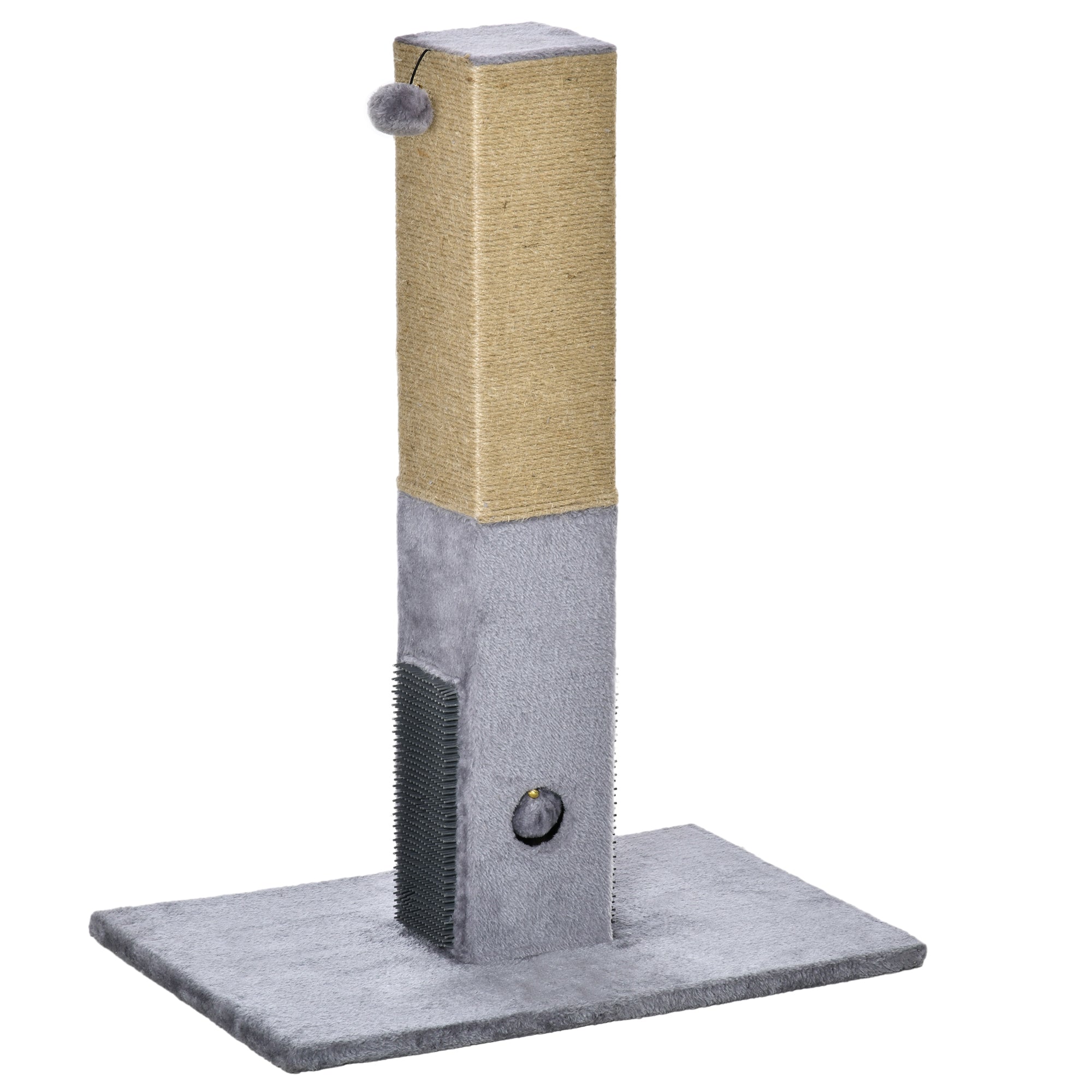 Cat Tree Scratching Post for Indoor Cats 79cm Jute Scratcher Climber w/ Carpet Base Dangling Toy – Grey