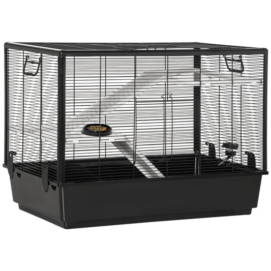 3-Tier Hamster Cage, Guinea Pig Cage, Pet Chinchillas Play House Indoor with Accessories Food Dish Water Bottle, Ramps, 31.5"x19"x 23", Black