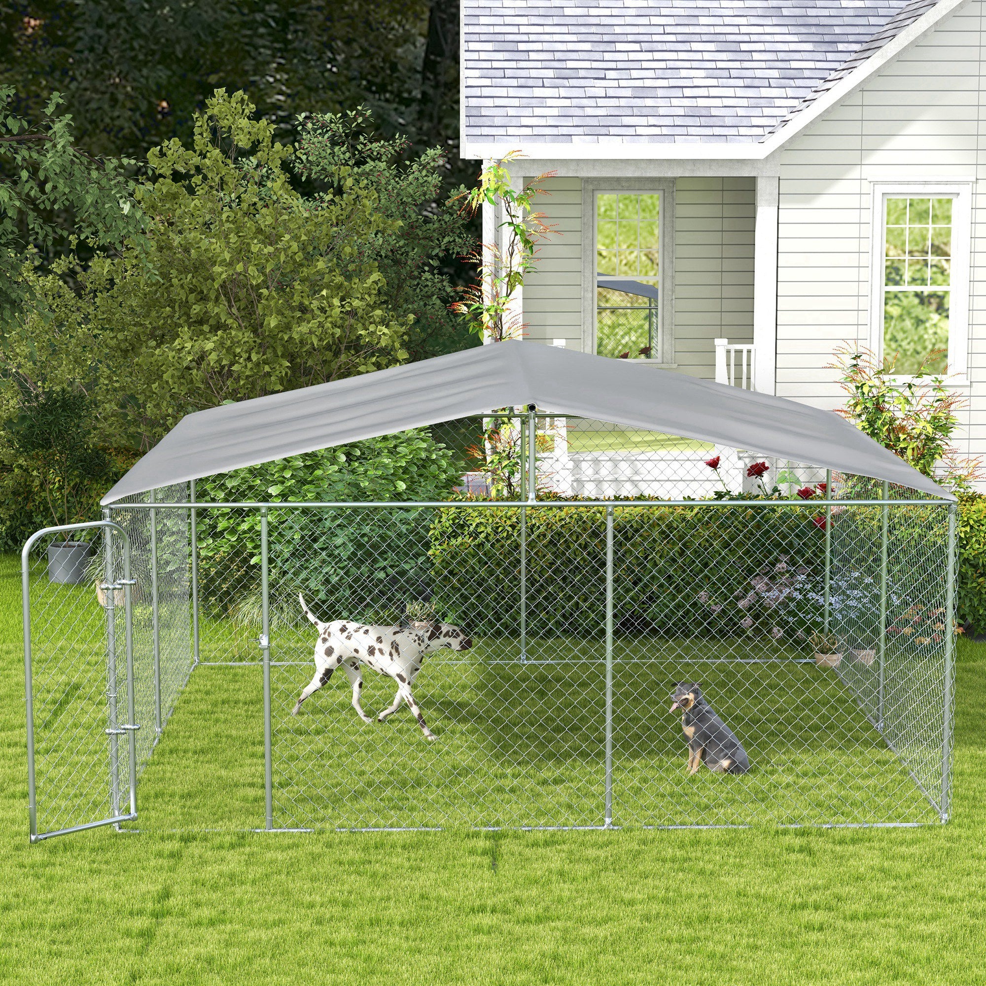 8x4x6 Dog Kennel PawHut 8'x4'x6' Outdoor Dog Kennel With Roof