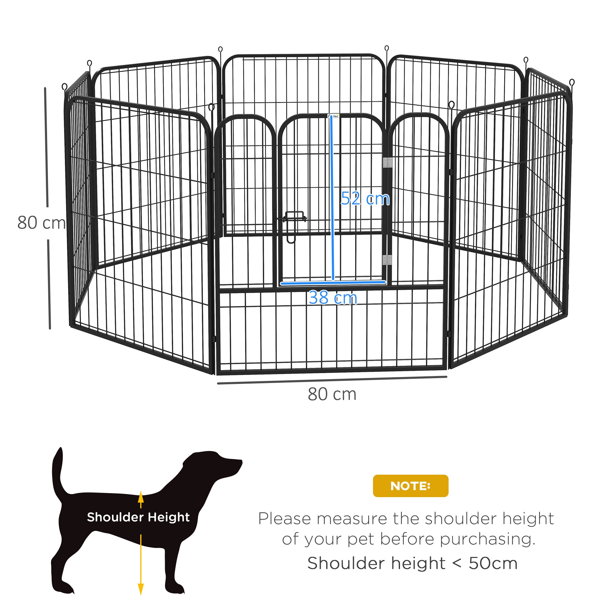 Dog Pen 8 Panels Puppy Pen Heavy Duty Pet Playpen for Indoor Outdoor for Dogs, Rabbits, Ducks 80cm High