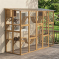 Load image into Gallery viewer, Catio Outdoor Cat Enclosure Window, Outdoor Cat House with Weather Protection Roof for Multiple Kitties, Wooden Frame, Shelves & Bridges, 118" x 37.5" x 74", Yellow
