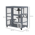 Load image into Gallery viewer, Cat Cage House, Catio Cat Indoor Enclosure on Wheels, Weather-Resistant Wooden Kitty Cage with Platforms, Hammock, Light Grey

